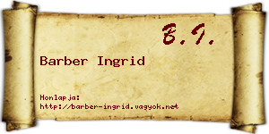 Barber Ingrid névjegykártya